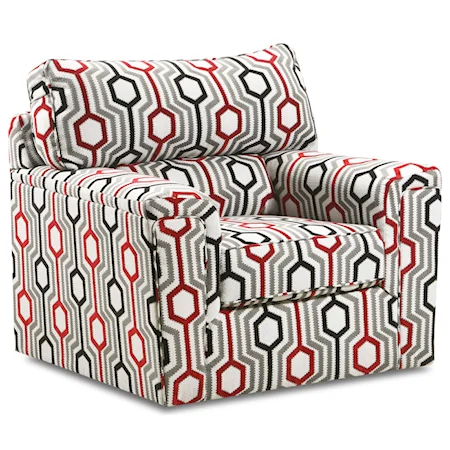 Accent Swivel Chair in Contemporary Geometric Fabric